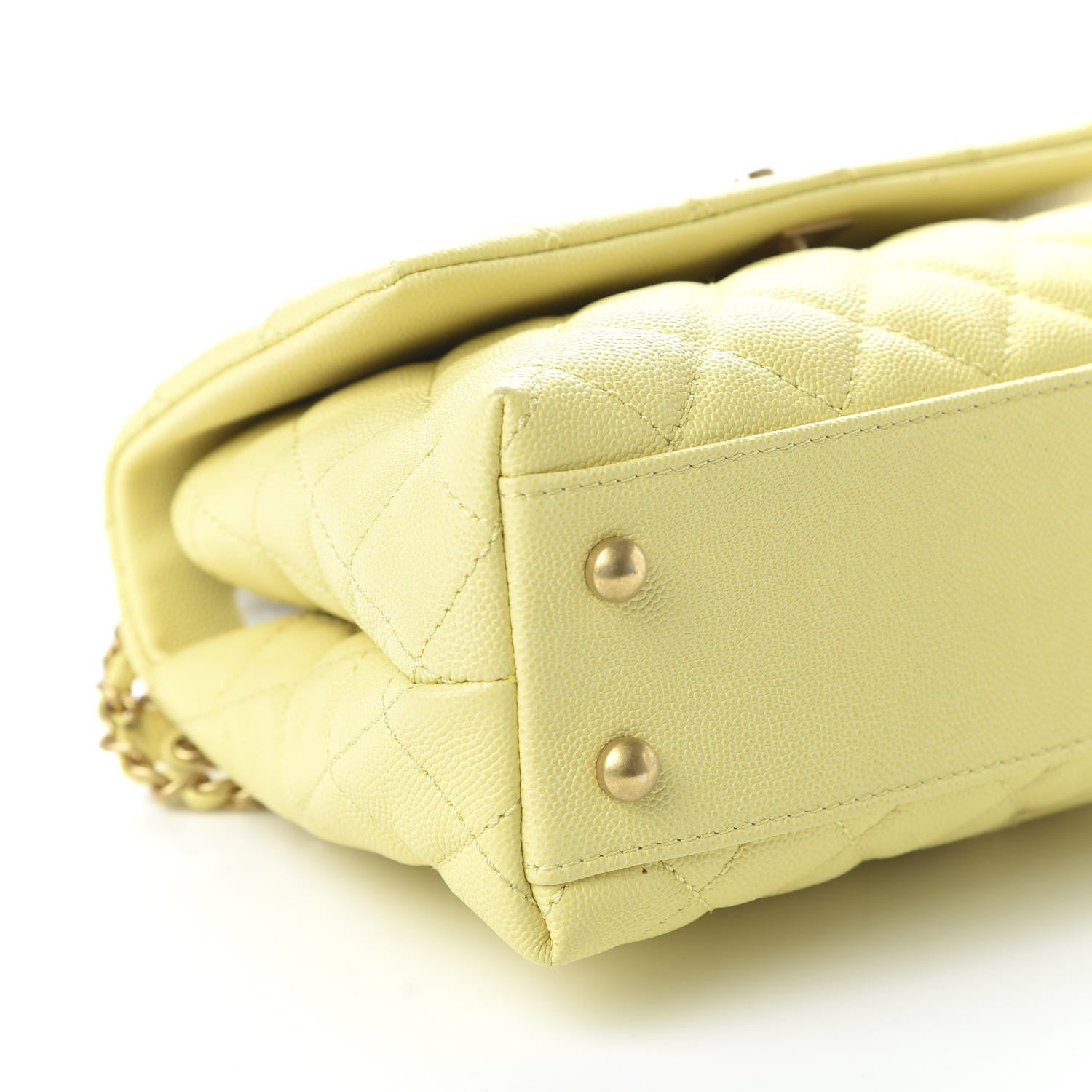 Chanel Caviar Quilted Mini Coco Handle Flap Yellow 6 of 11