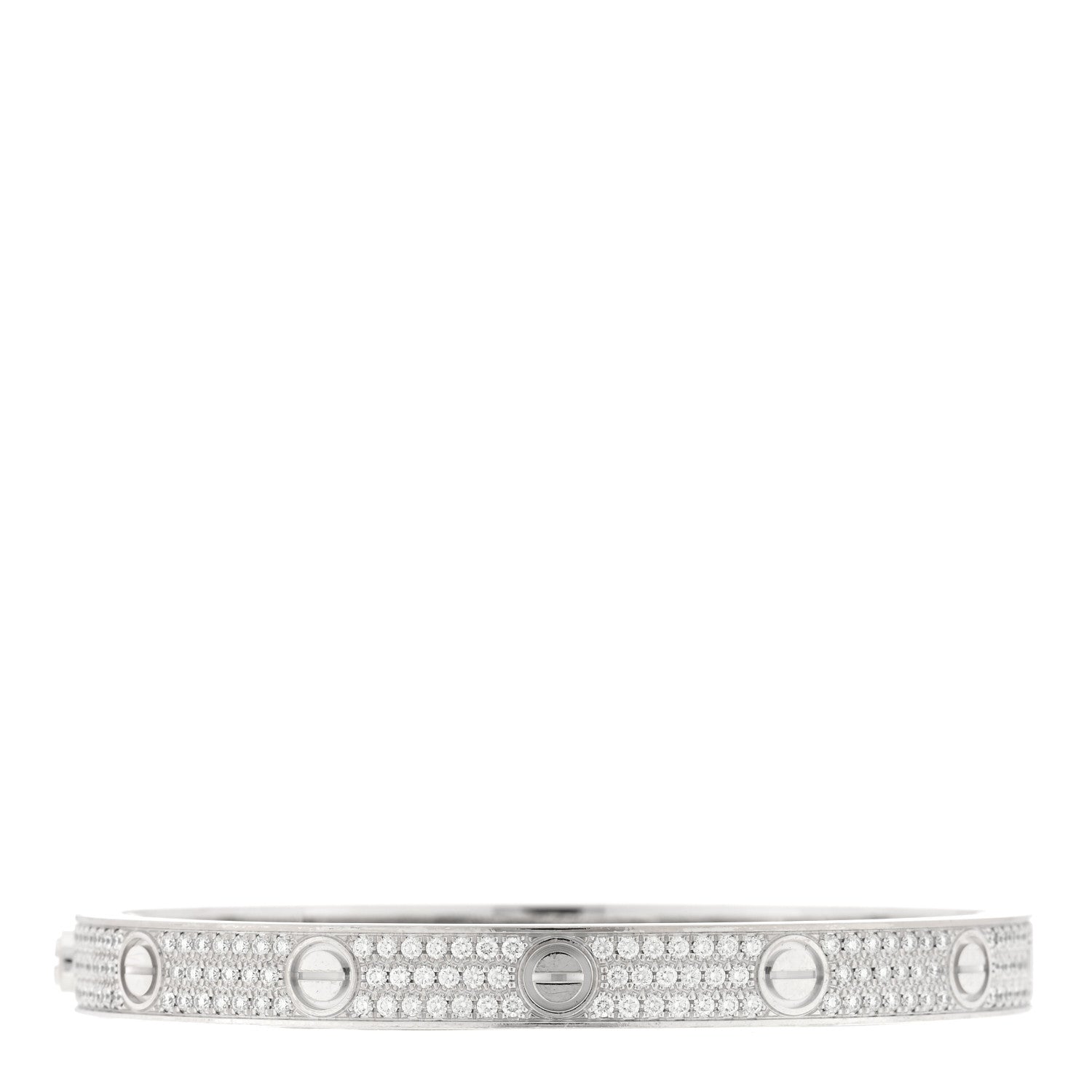 Cartier 18K White Gold Diamond LOVE Paved Bracelet 18 1 of 7