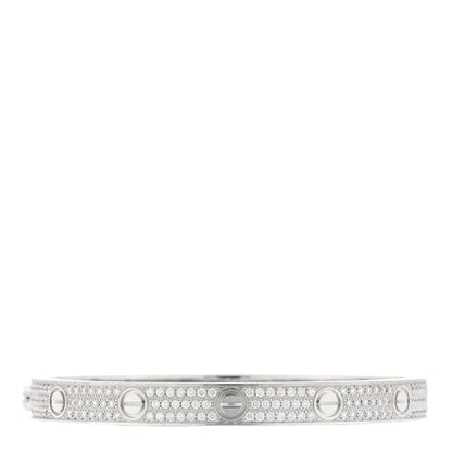 Cartier 18K White Gold Diamond LOVE Paved Bracelet 18 1 of 7