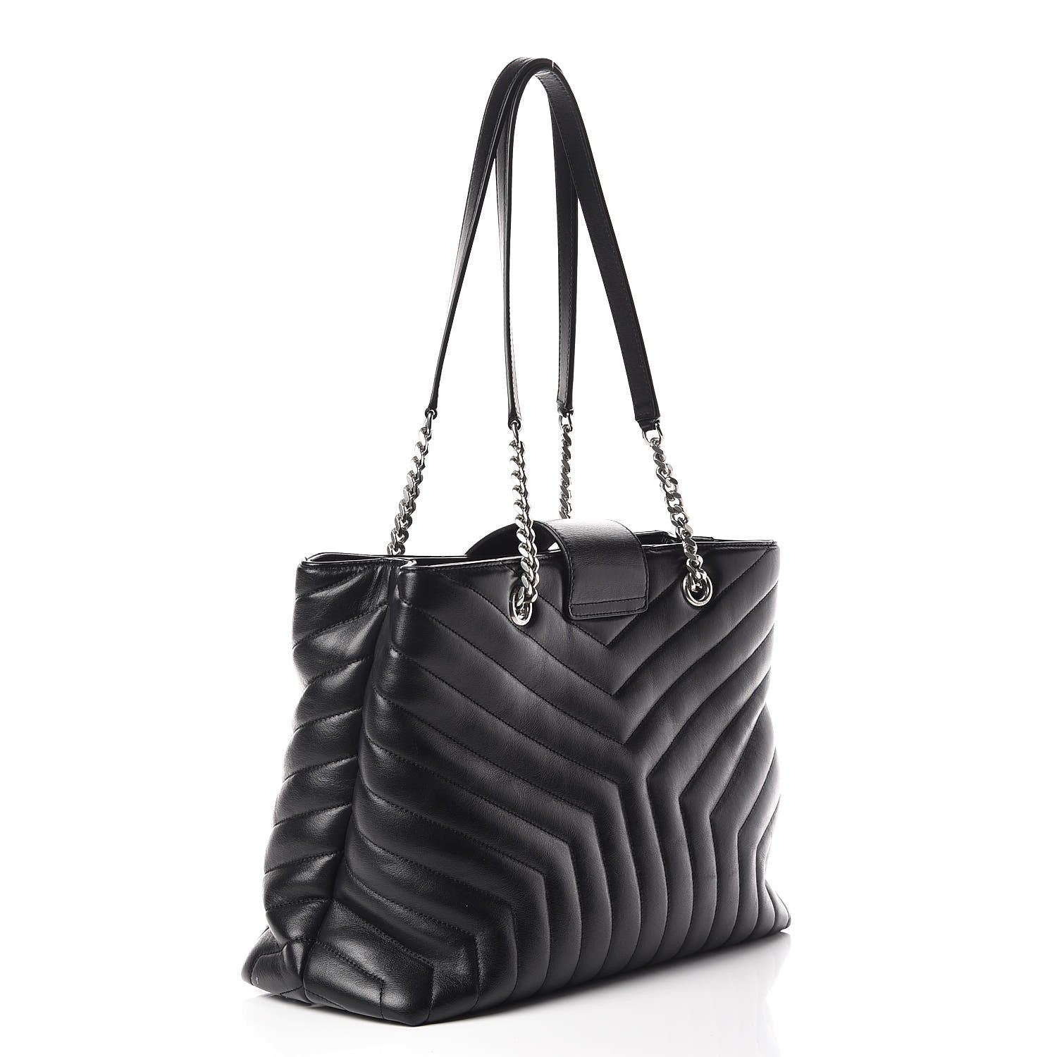 Saint Laurent Calfskin Y Quilted Monogram Large Loulou Shopper Black 3 of 12