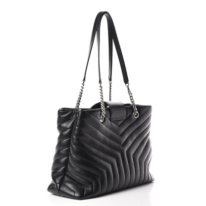 Saint Laurent Calfskin Y Quilted Monogram Large Loulou Shopper Black 3 of 12