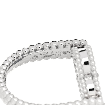 Van Cleef & Arpels 18K White Gold Diamond Chalcedony Reversible Guilloche Vintage Alhambra Ring 54 7 6 of 7
