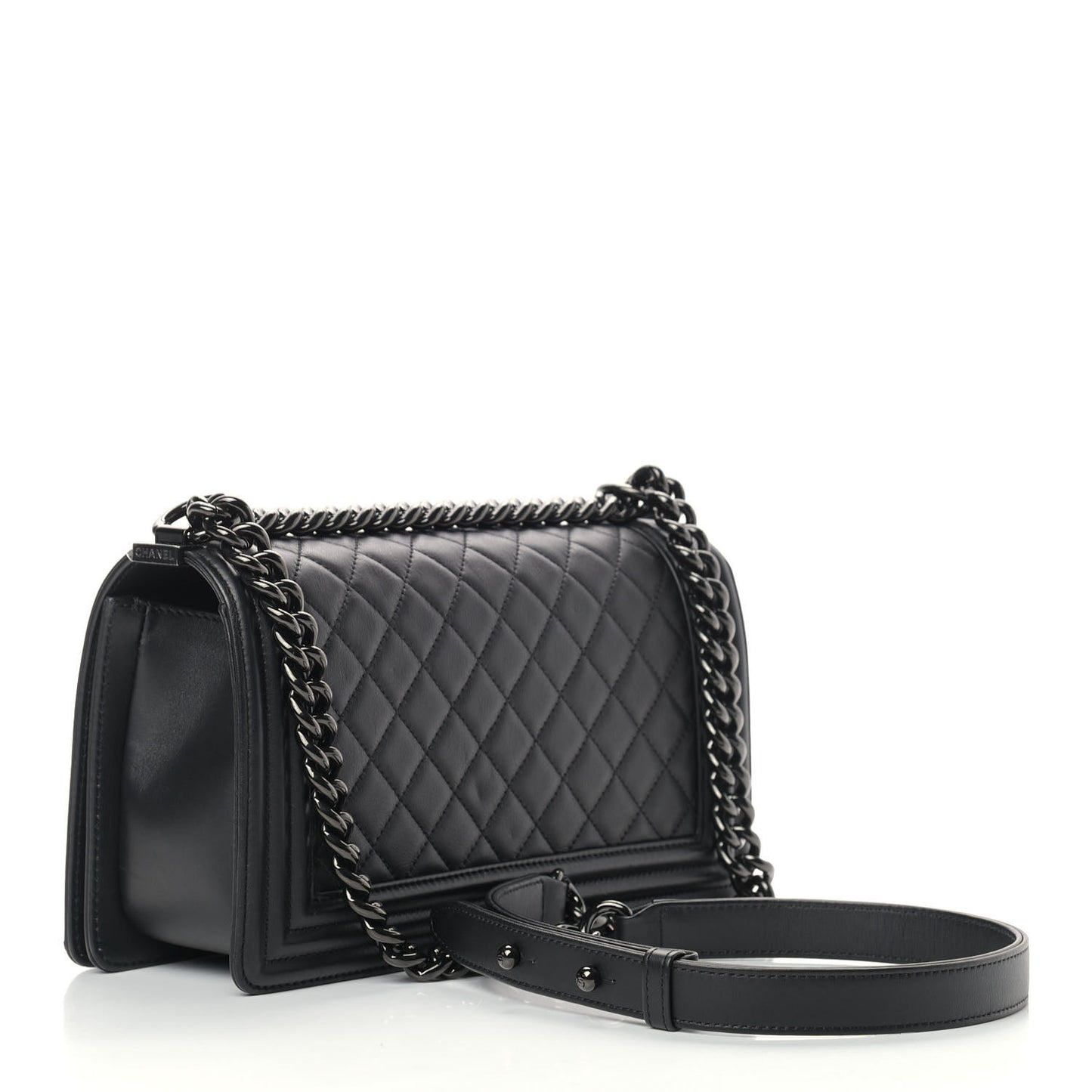Calfskin Quilted Medium Boy Flap So Black