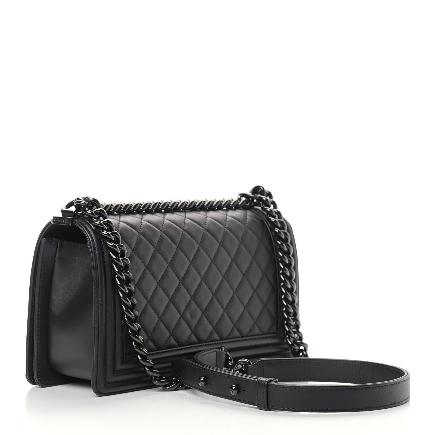 Chanel Calfskin Quilted Medium Boy Flap So Black 2 of 11