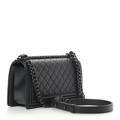 Chanel Calfskin Quilted Medium Boy Flap So Black 2 of 11
