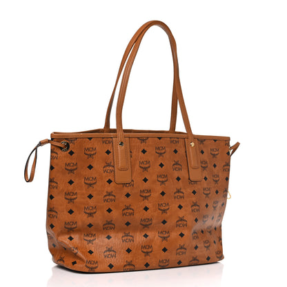 MCM Visetos Medium Liz Reversible Shopper Tote Cognac 3 of 8