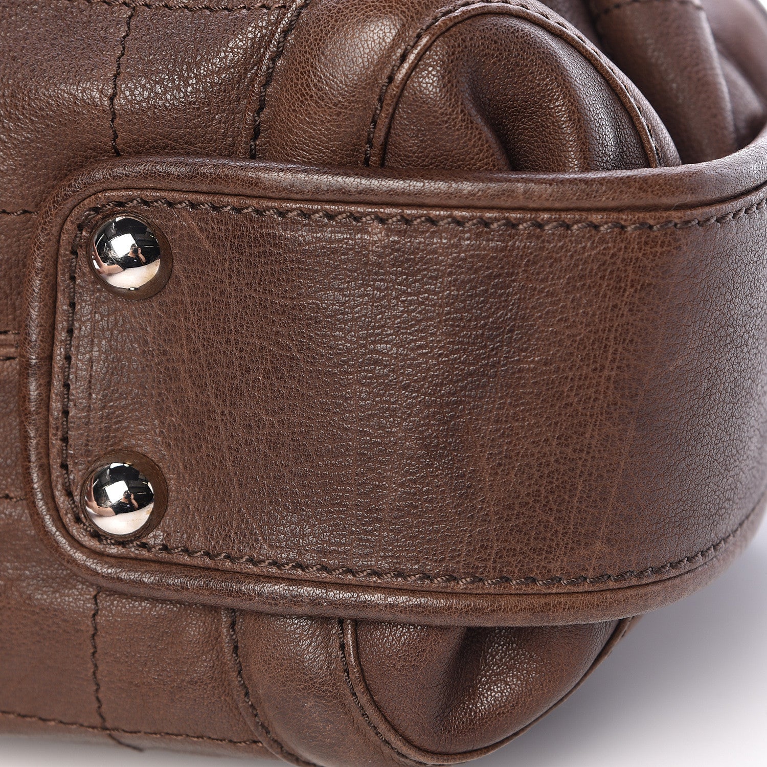 Chanel Calfskin Stitched Outdoor Ligne Bowler Brown 13 of 14