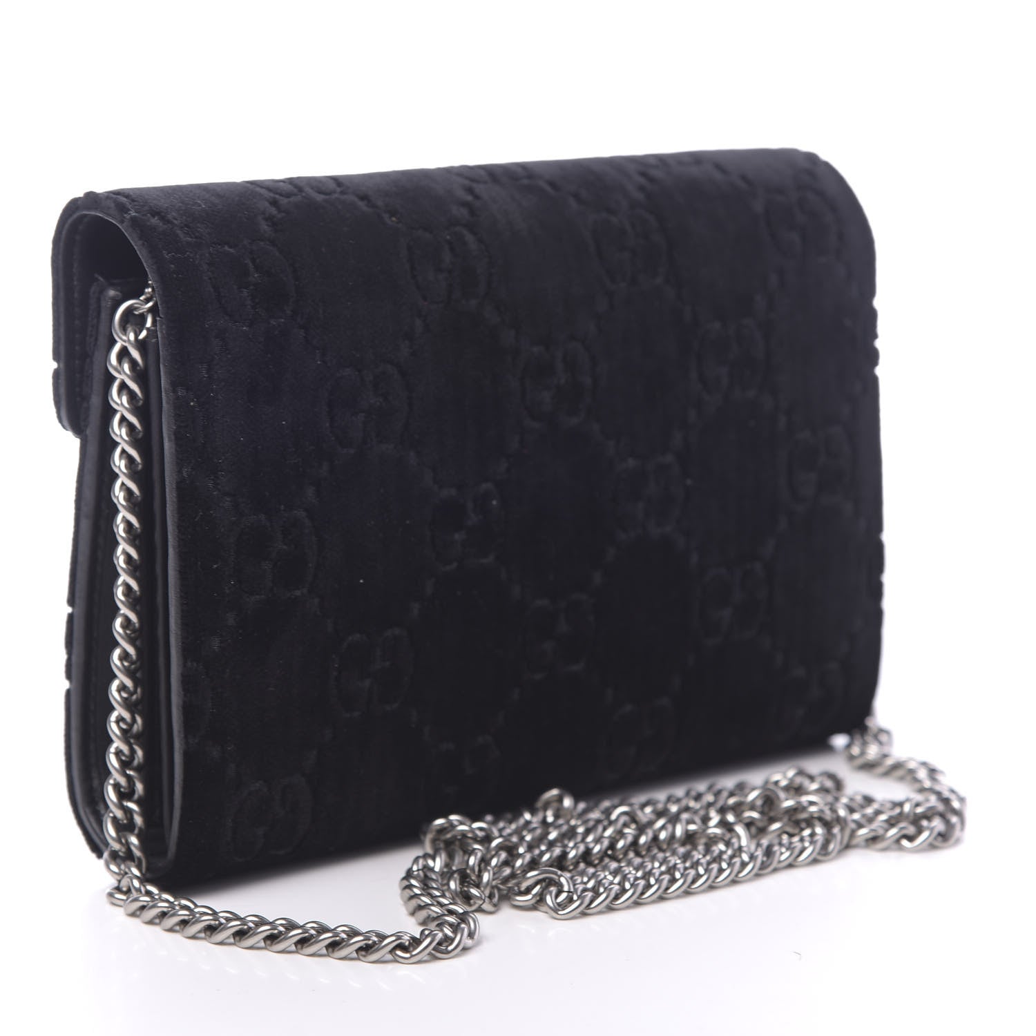 Gucci Velvet GG Monogram Mini Dionysus Chain Wallet Black 2 of 10