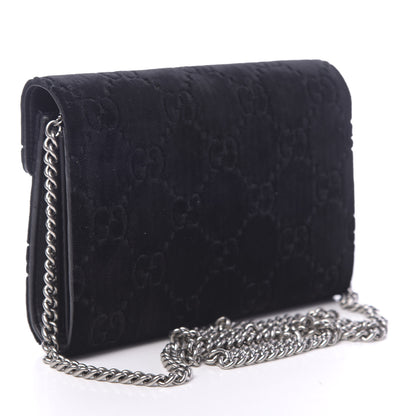 Gucci Velvet GG Monogram Mini Dionysus Chain Wallet Black 2 of 10