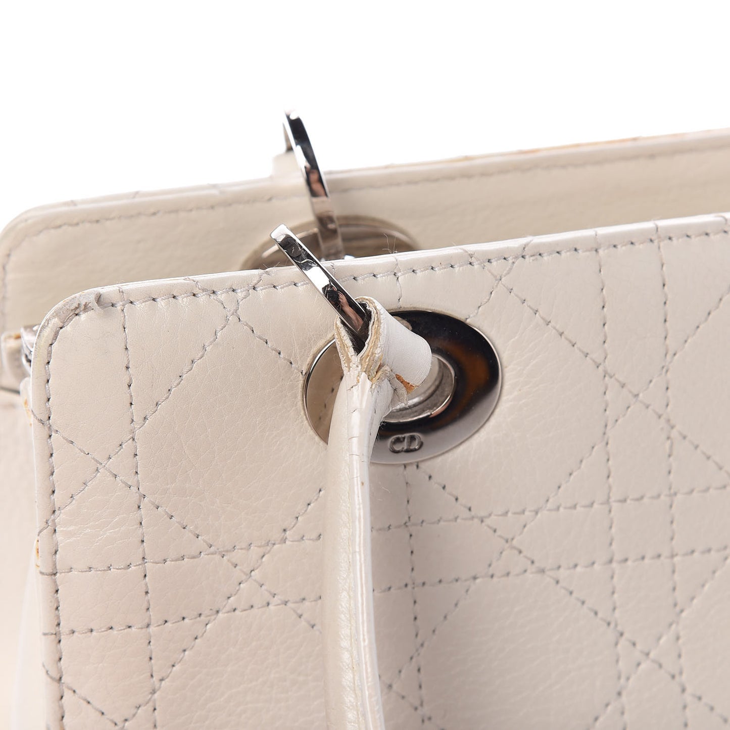 Calfskin Cannage Stitched East West Lady Dior White