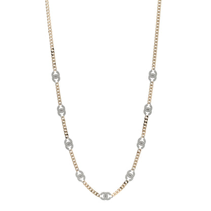 Chanel Crystal Chain CC Link Necklace Gold Silver 1 of 6