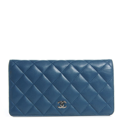 Chanel Lambskin Quilted Yen Wallet Blue 1 of 9