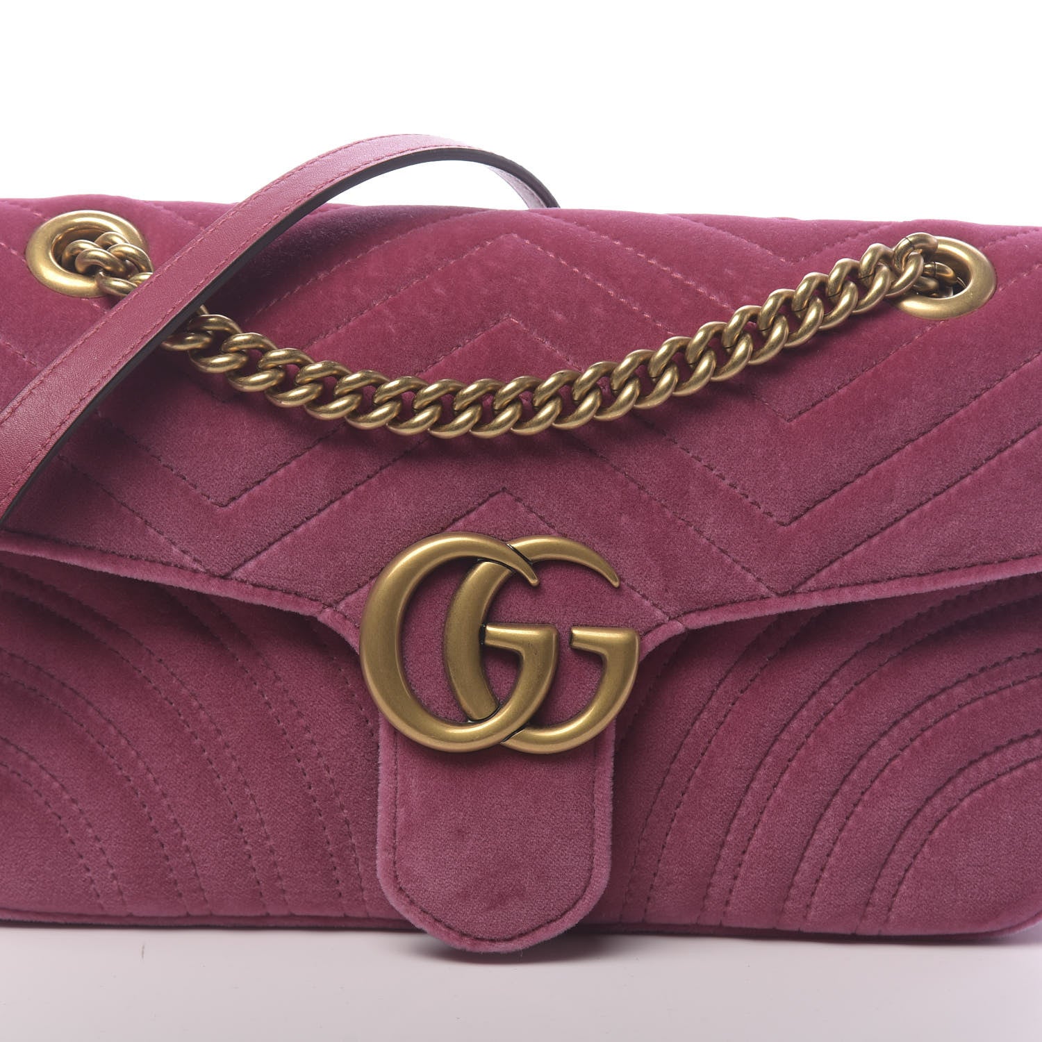 Gucci Velvet Matelasse Small GG Marmont Shoulder Bag Light Raspberry Rose 10 of 10