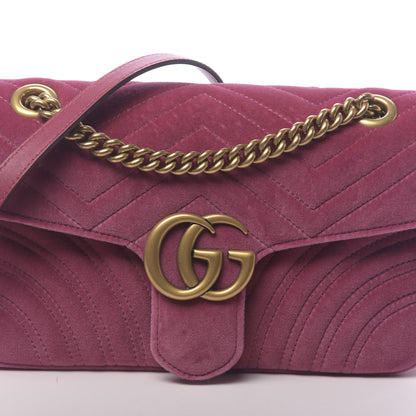 Gucci Velvet Matelasse Small GG Marmont Shoulder Bag Light Raspberry Rose 10 of 10