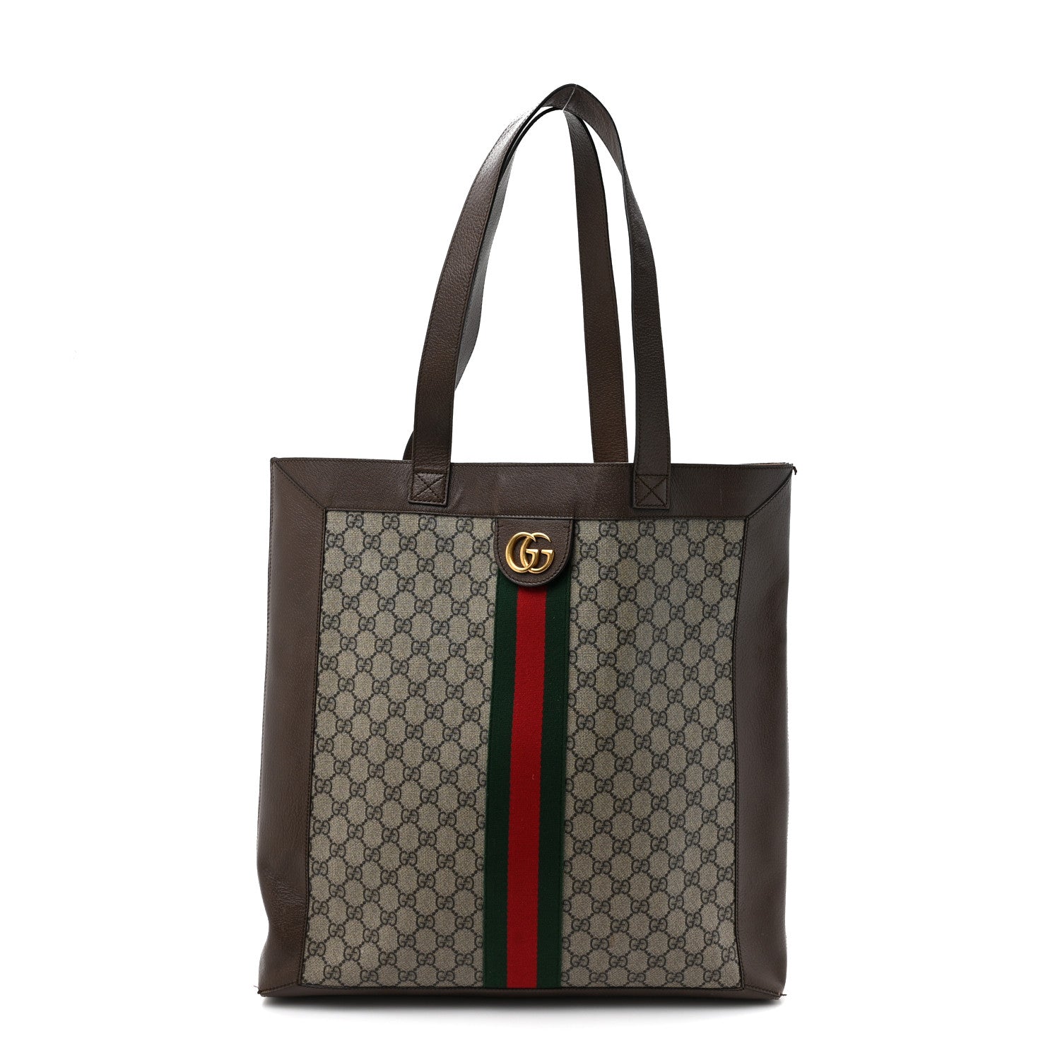 Gucci GG Supreme Monogram Web Large Ophidia Vertical Shopping Tote Brown 1 of 20