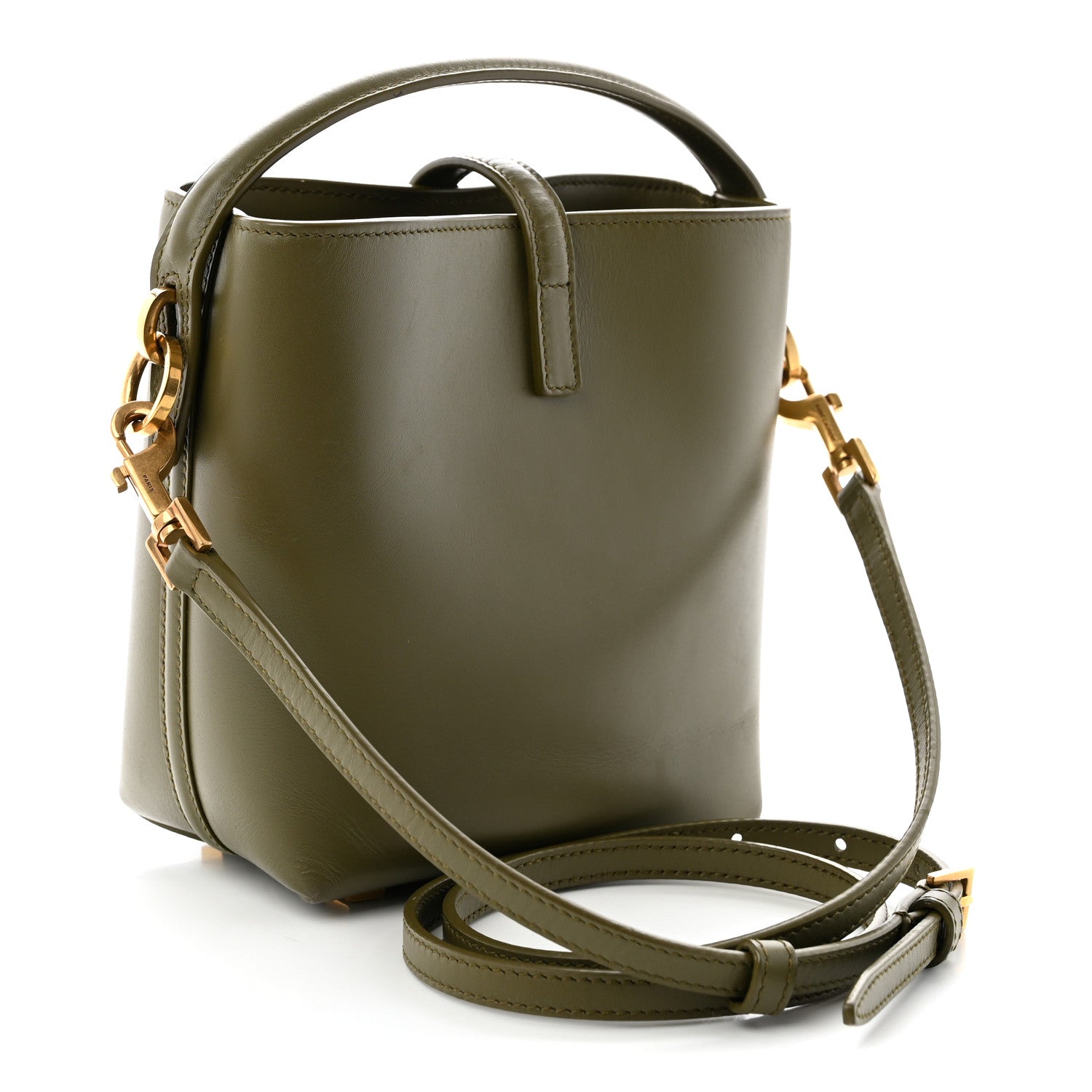 Saint Laurent Shiny Calfskin Le 37 Mini Bucket Bag Strong Moss 3 of 9