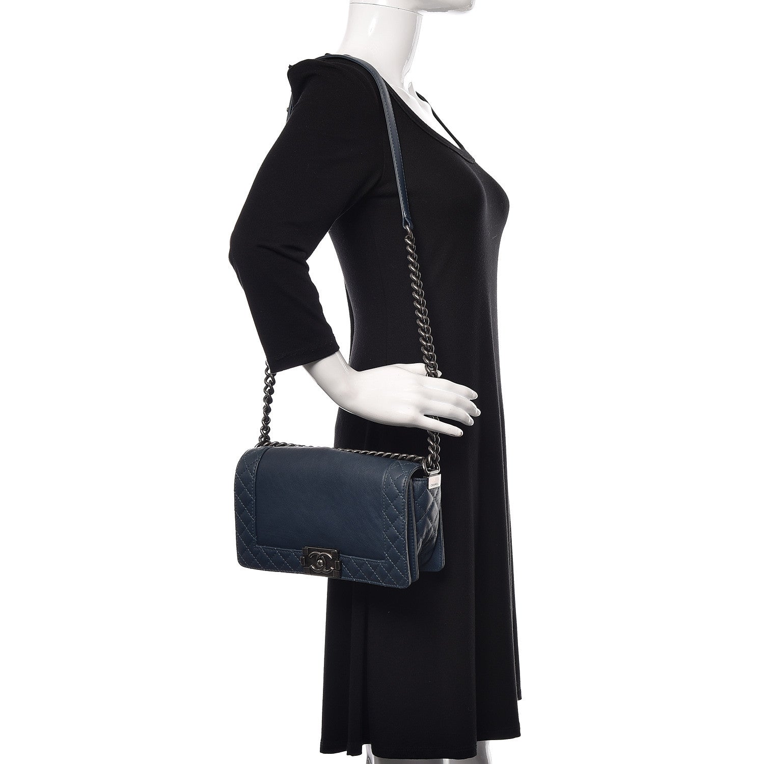 Chanel Calfskin Medium Boy Reverso Flap Blue 2 of 10