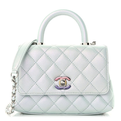 Chanel Iridescent Caviar Quilted Extra Mini Coco Handle Flap Light Blue 1 of 11