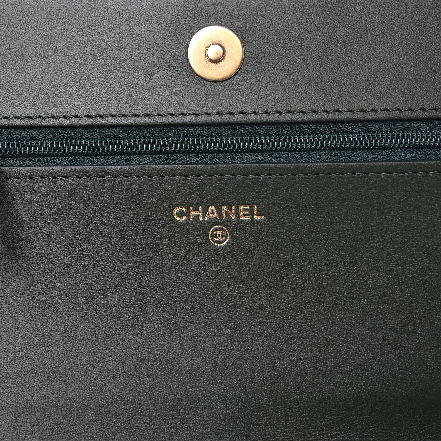 Chanel Caviar Chevron Quilted Boy Wallet On Chain WOC Green 6 of 9