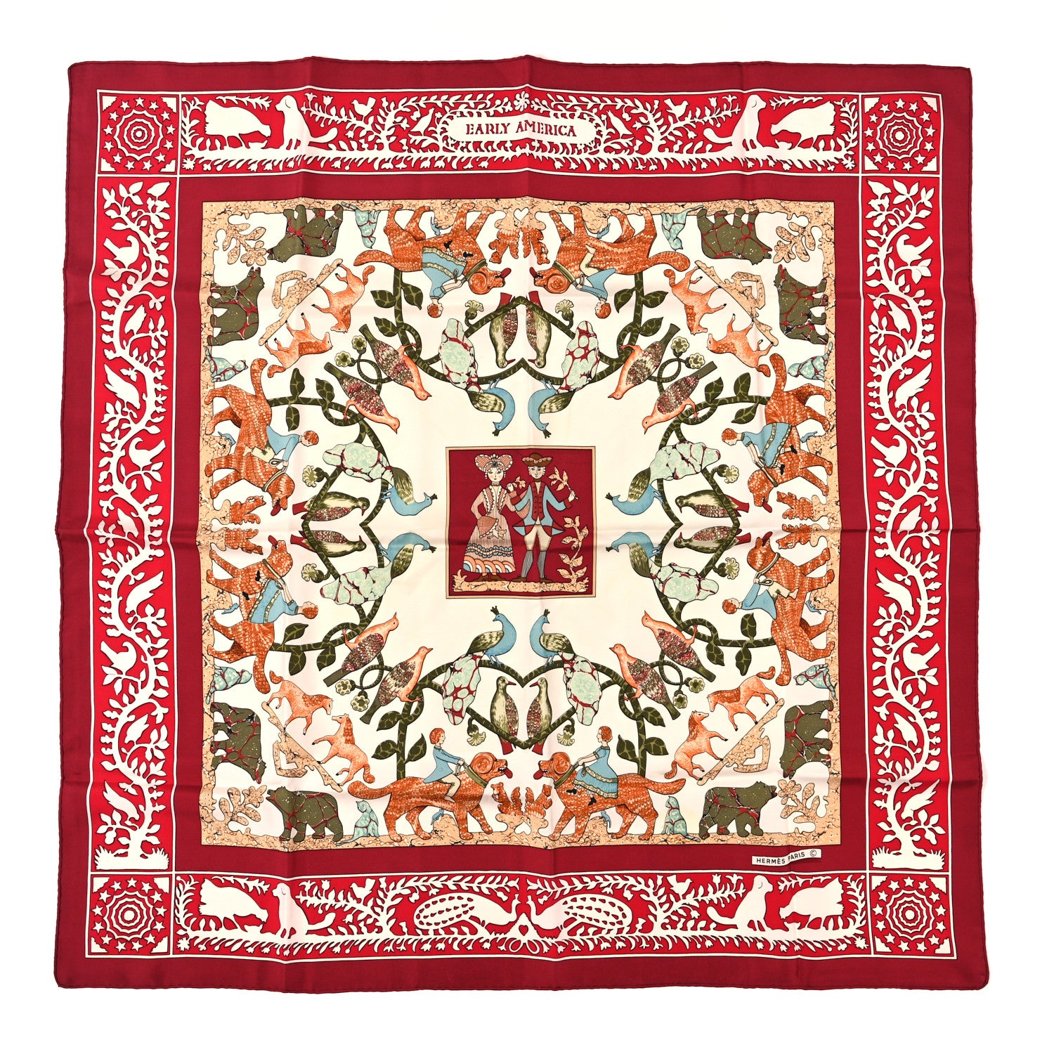 Hermes Silk Early America Scarf 90 1 of 3