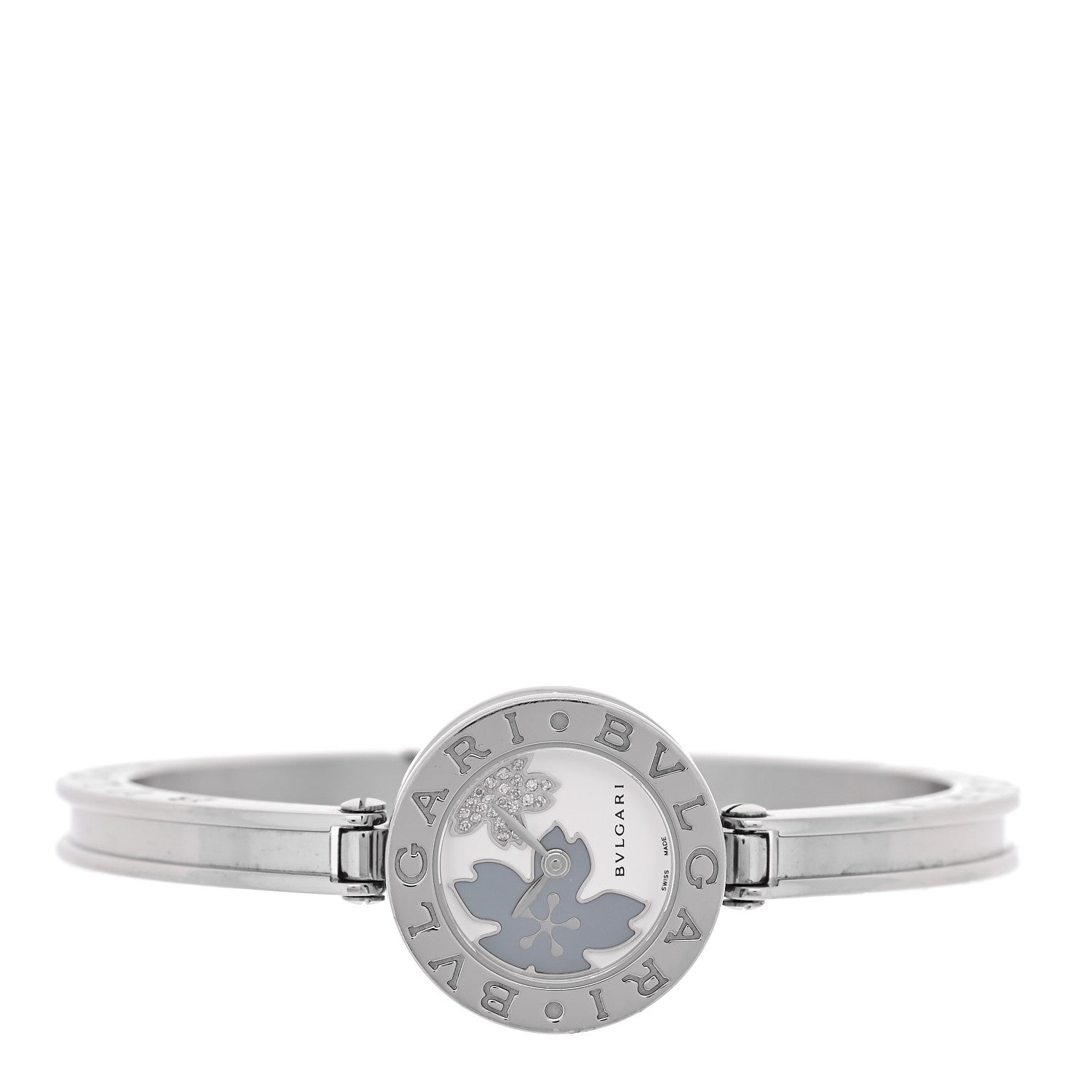 Bulgari Stainless Steel Diamond Blue Mother of Pearl 22mm B.Zero1 Floral Quartz Watch 2 of 4