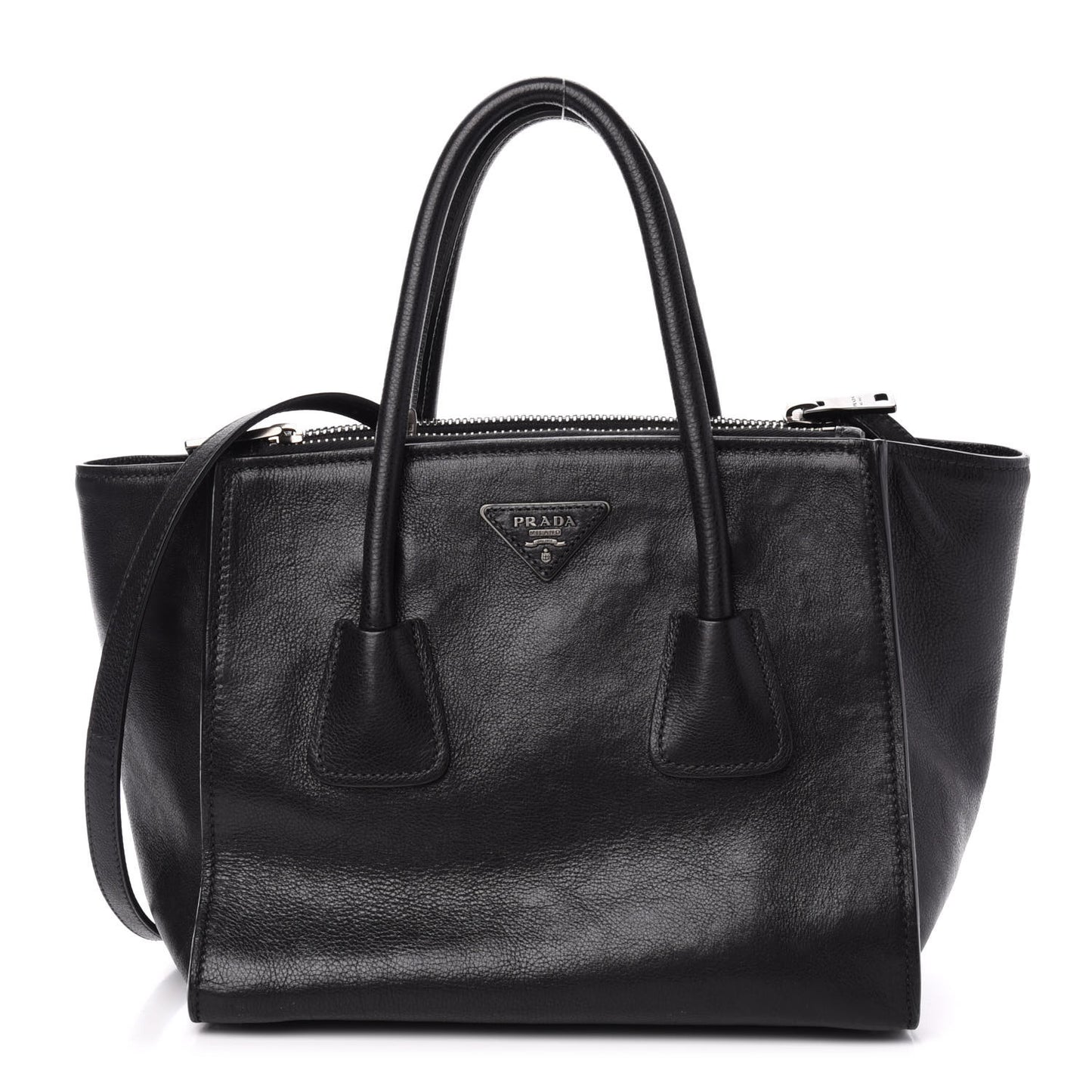Glace Calf Twin Pocket Tote Black