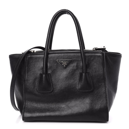 Prada Glace Calf Twin Pocket Tote Black 1 of 10
