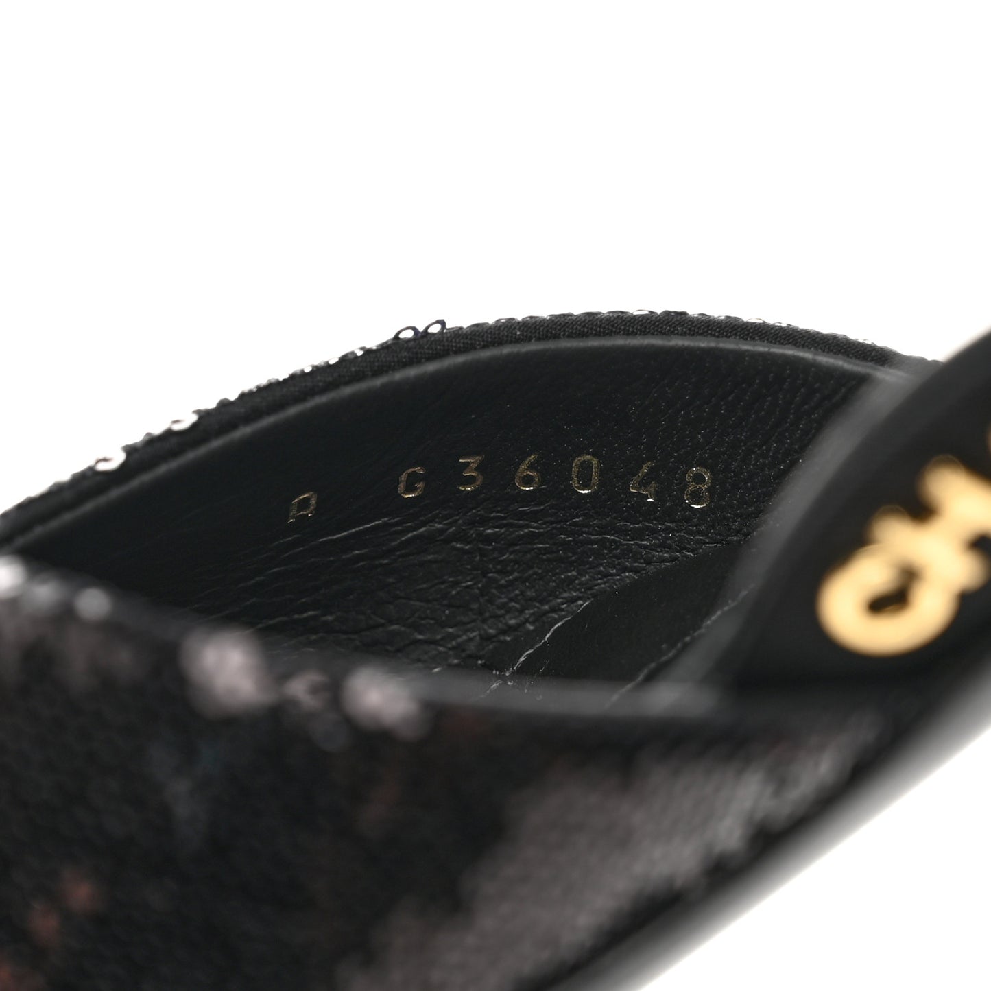 Sequin Grosgrain CC Cap Toe Ankle Flat 35.5 Black
