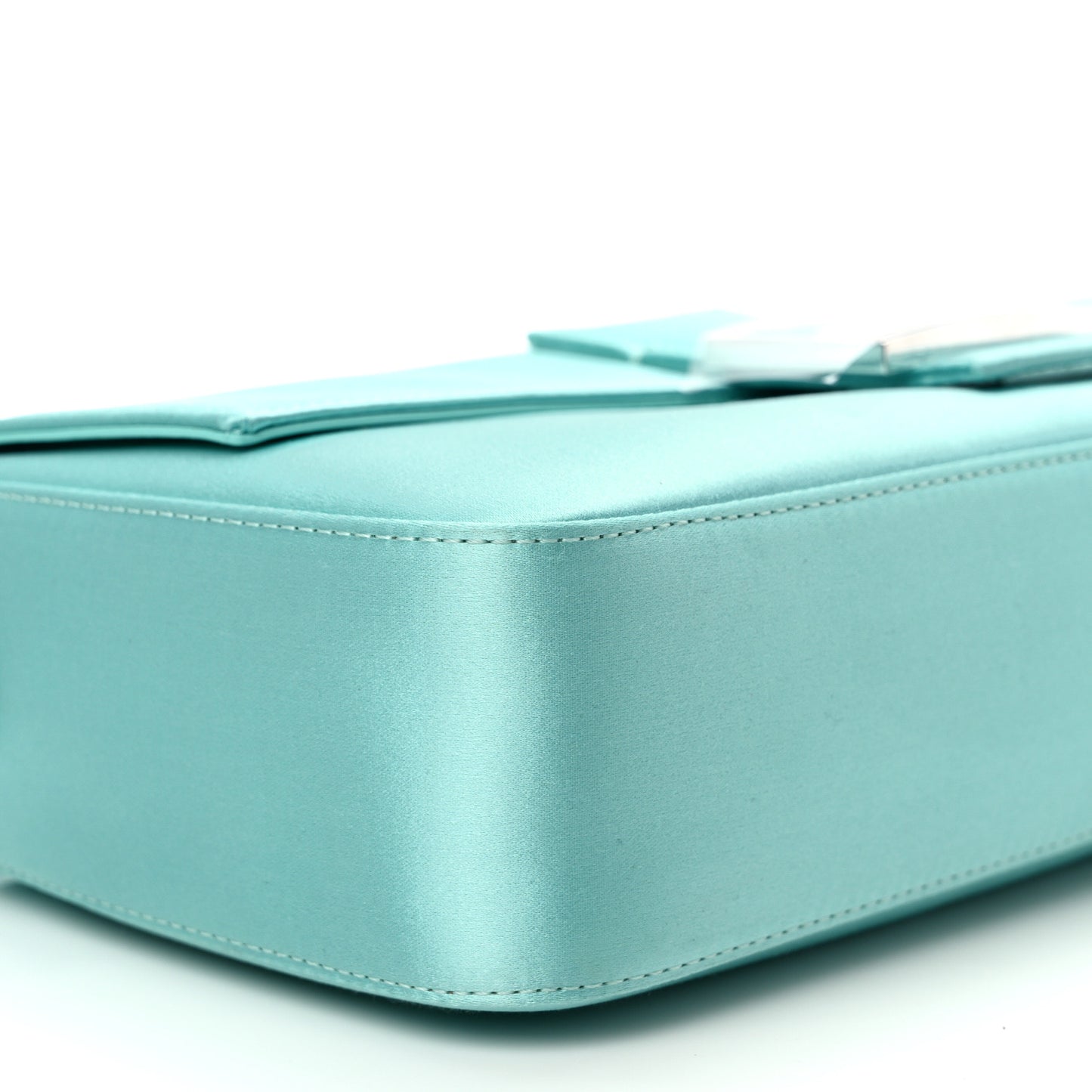 X TIFFANY Satin Nappa Silver Baguette Blue Tiffany Silver