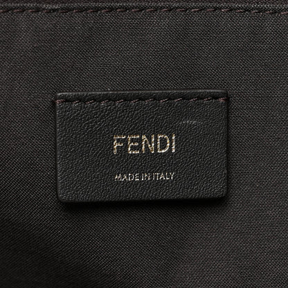 Fendi Fabric Jacquard Vitello Seta Plexiglass Pequin Gingham Large Fendi Sunshine Shopper Tote Tobacco Moro Black 6 of 14