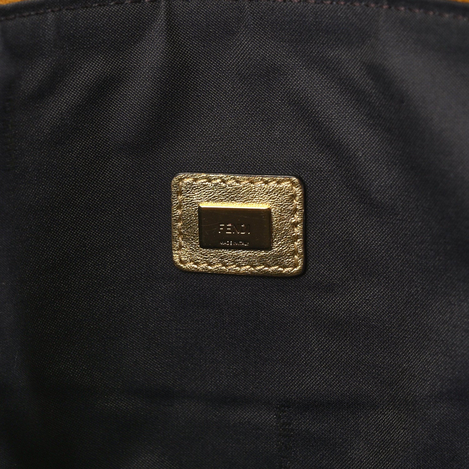 Fendi Metallic Vitello King Logo Embossed Large Flat Pouch Gold 6 of 8