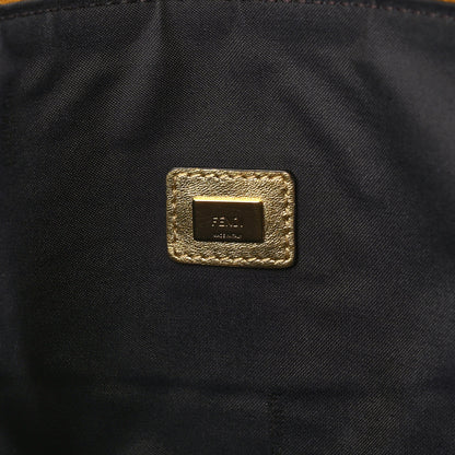 Fendi Metallic Vitello King Logo Embossed Large Flat Pouch Gold 6 of 8