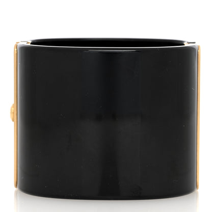Chanel Resin Pearl Enamel Oversized CC Cuff Bracelet Black Pearly White Gold 3 of 4