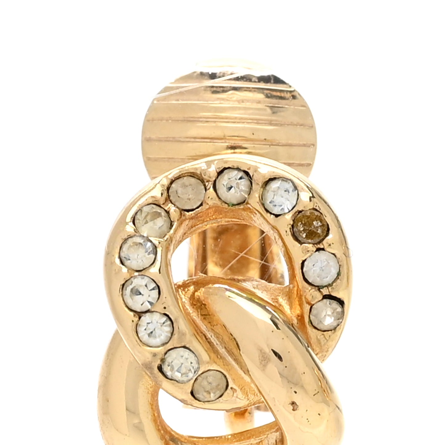 Crystal Infinity Logo Clip On Earrings Gold