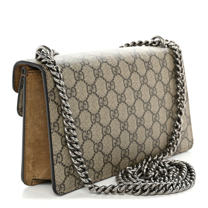 Gucci GG Supreme Monogram Suede Crystal Small Dionysus Shoulder Bag Beige Ebony Taupe 4 of 12