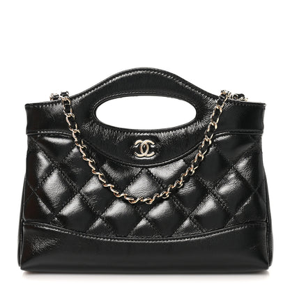 Chanel Shiny Crumpled Calfskin Quilted Nano 31 Shopping Bag Black 1 of 12