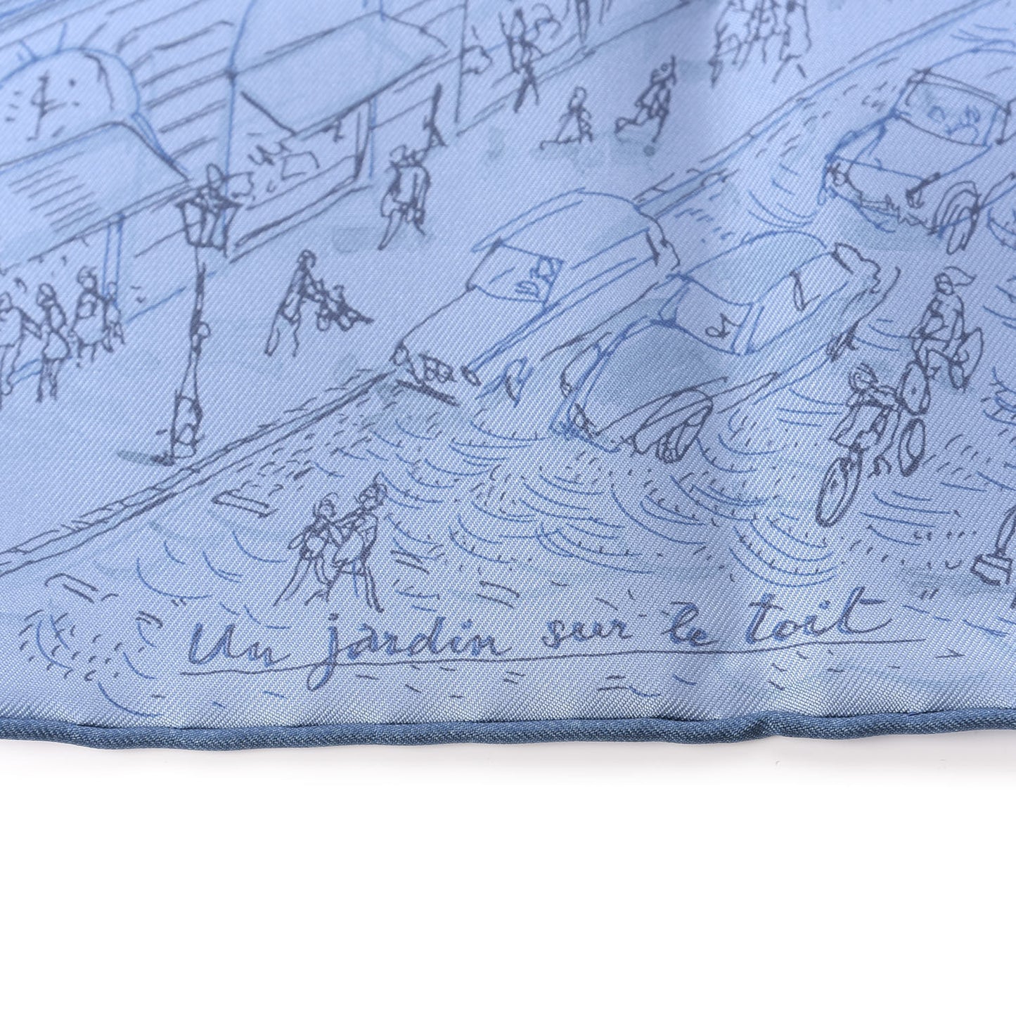 Silk Un Jardin Sur Le Toit Pocket Square Bleu Azur Bleu Jean