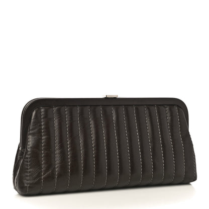 Chanel Lambskin Vertical Quilted Mademoiselle Clutch Dark Brown 3 of 10