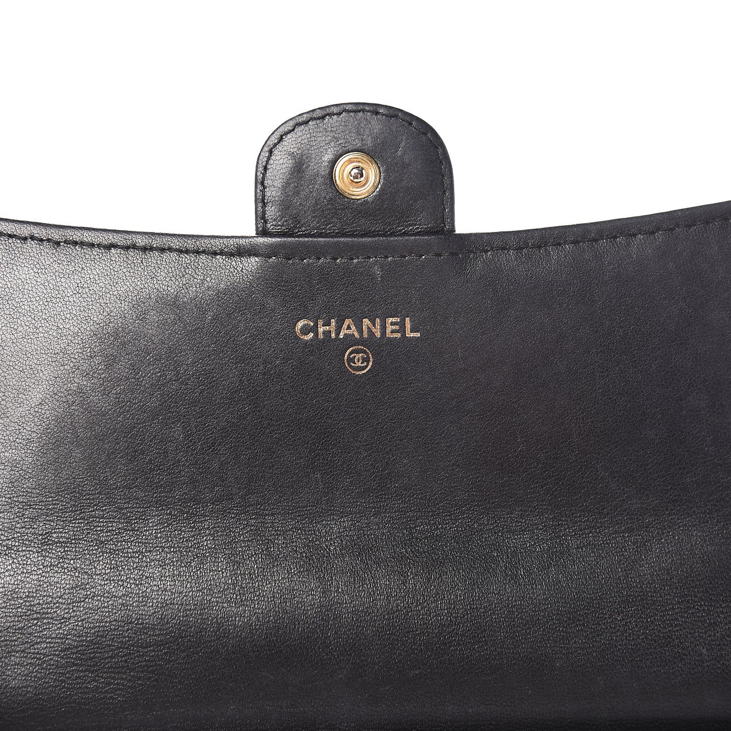 Chanel Lambskin Quilted Large Gusset Flap Wallet Black 6 of 14