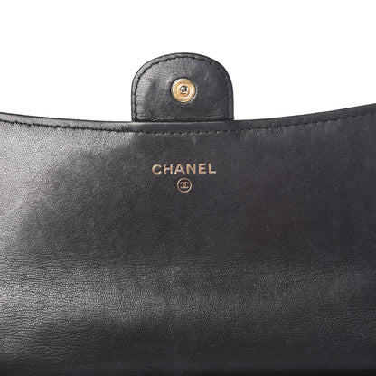 Chanel Lambskin Quilted Large Gusset Flap Wallet Black 6 of 14