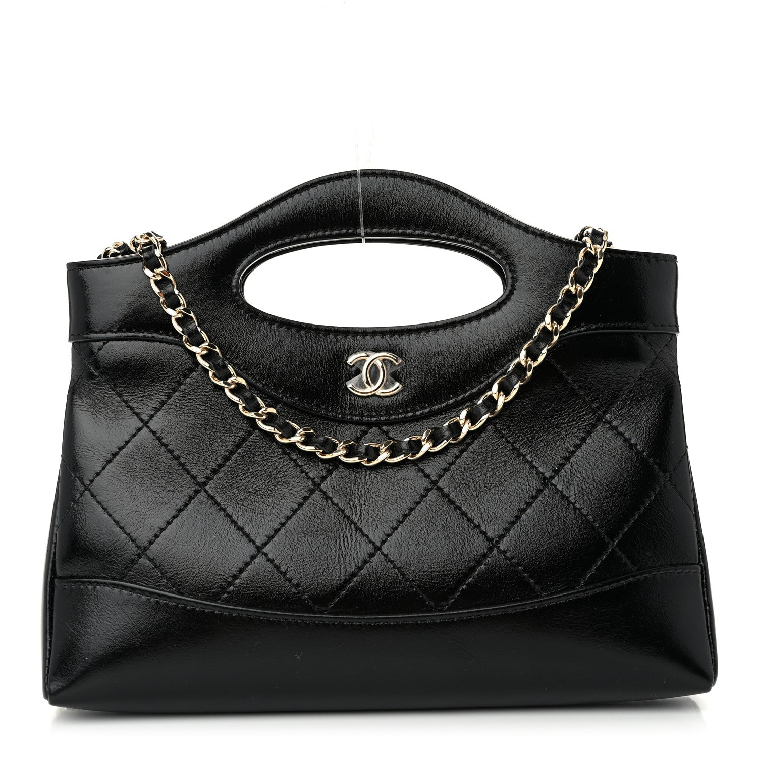 Chanel Shiny Crumpled Calfskin Quilted Nano 31 Shopping Bag Black 1 of 10