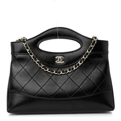 Chanel Shiny Crumpled Calfskin Quilted Nano 31 Shopping Bag Black 1 of 10