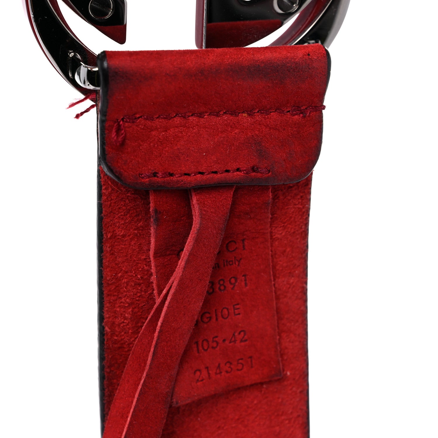Gucci Nubuck Interlocking G Belt 105 42 Red 4 of 7
