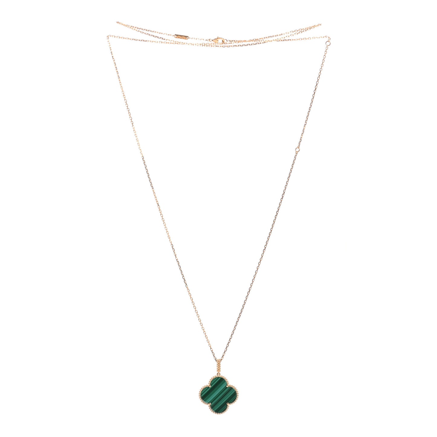 18K Yellow Gold Malachite Magic Alhambra Pendant Necklace