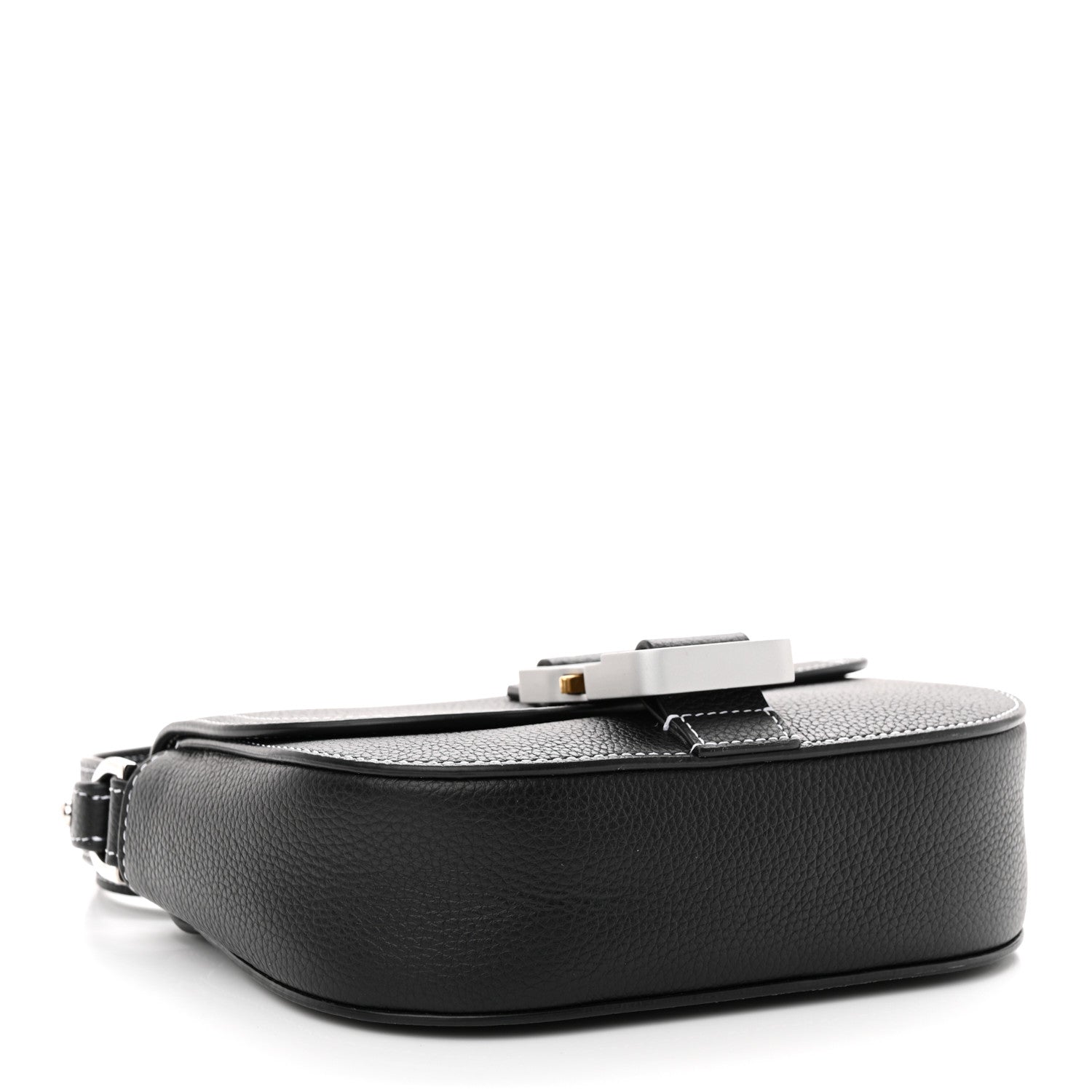 Christian Dior Grained Calfskin Saddle Pouch With Strap Black 4 of 11