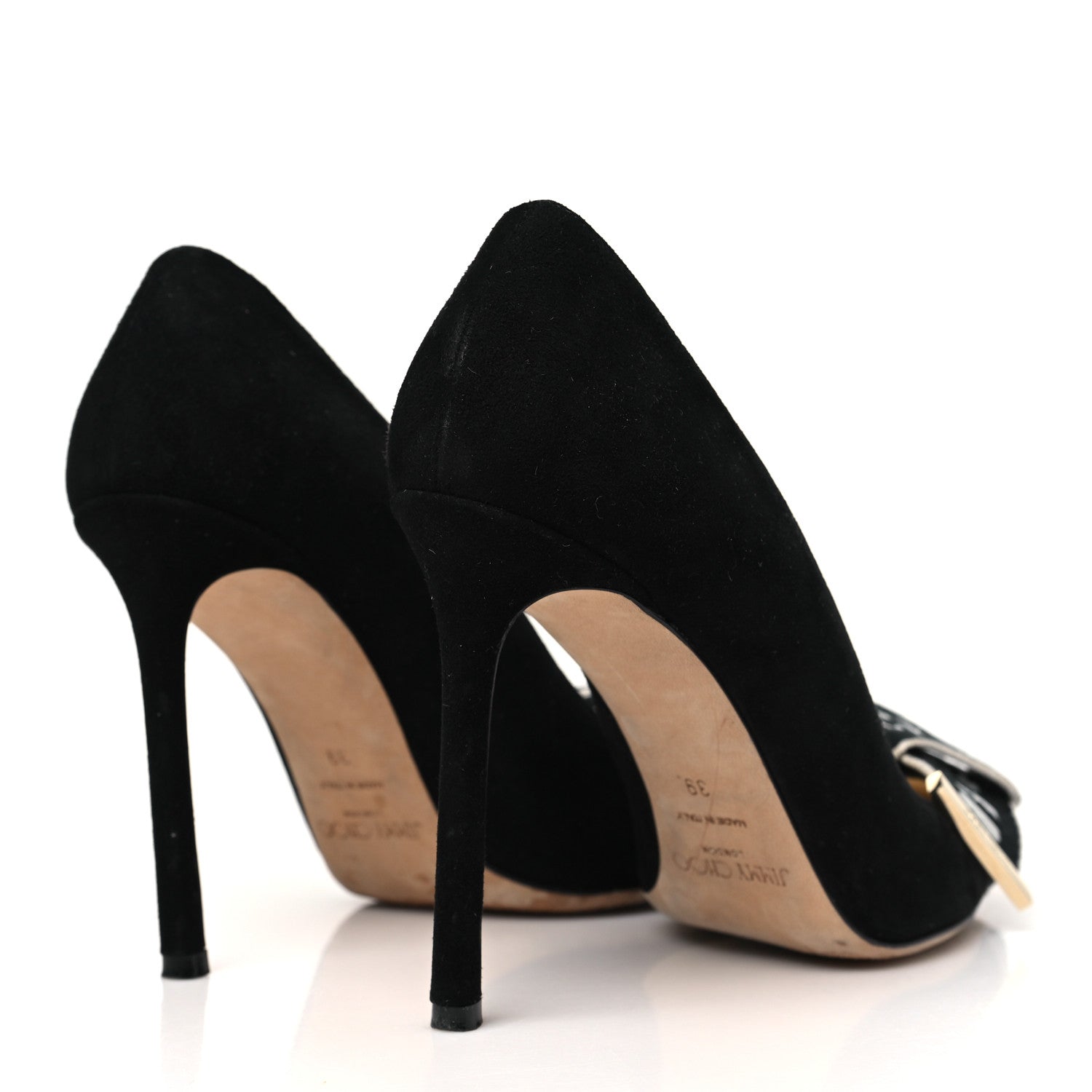 Jimmy Choo Suede Logo Bow Tegan 60 Pumps 39 Black Chalk 5 of 8