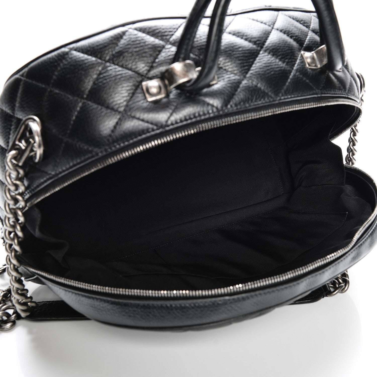 Chanel Calfskin Quilted Medium Airlines Round Trip Bowling Bag Black 5 of 5