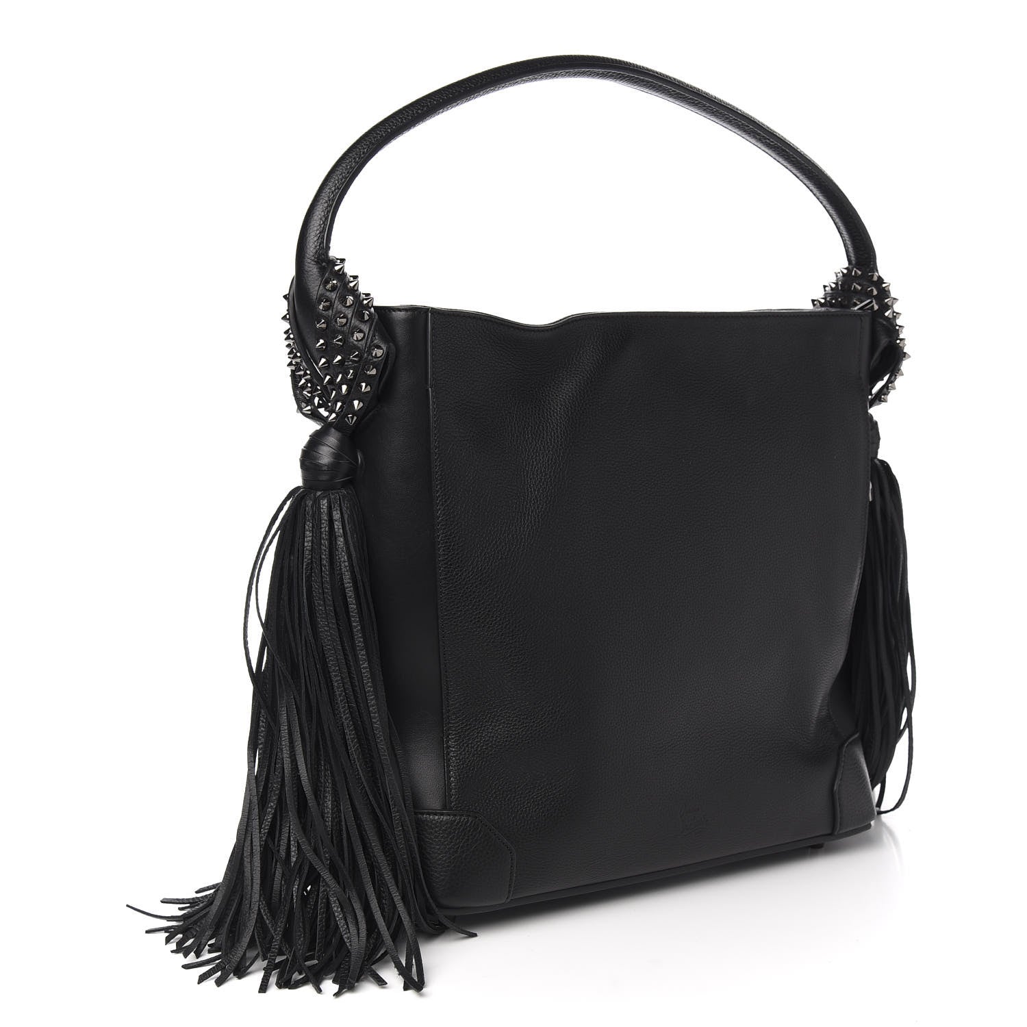 Christian Louboutin Empire Calf Spikes Fringe Eloise Hobo Black 1 of 8