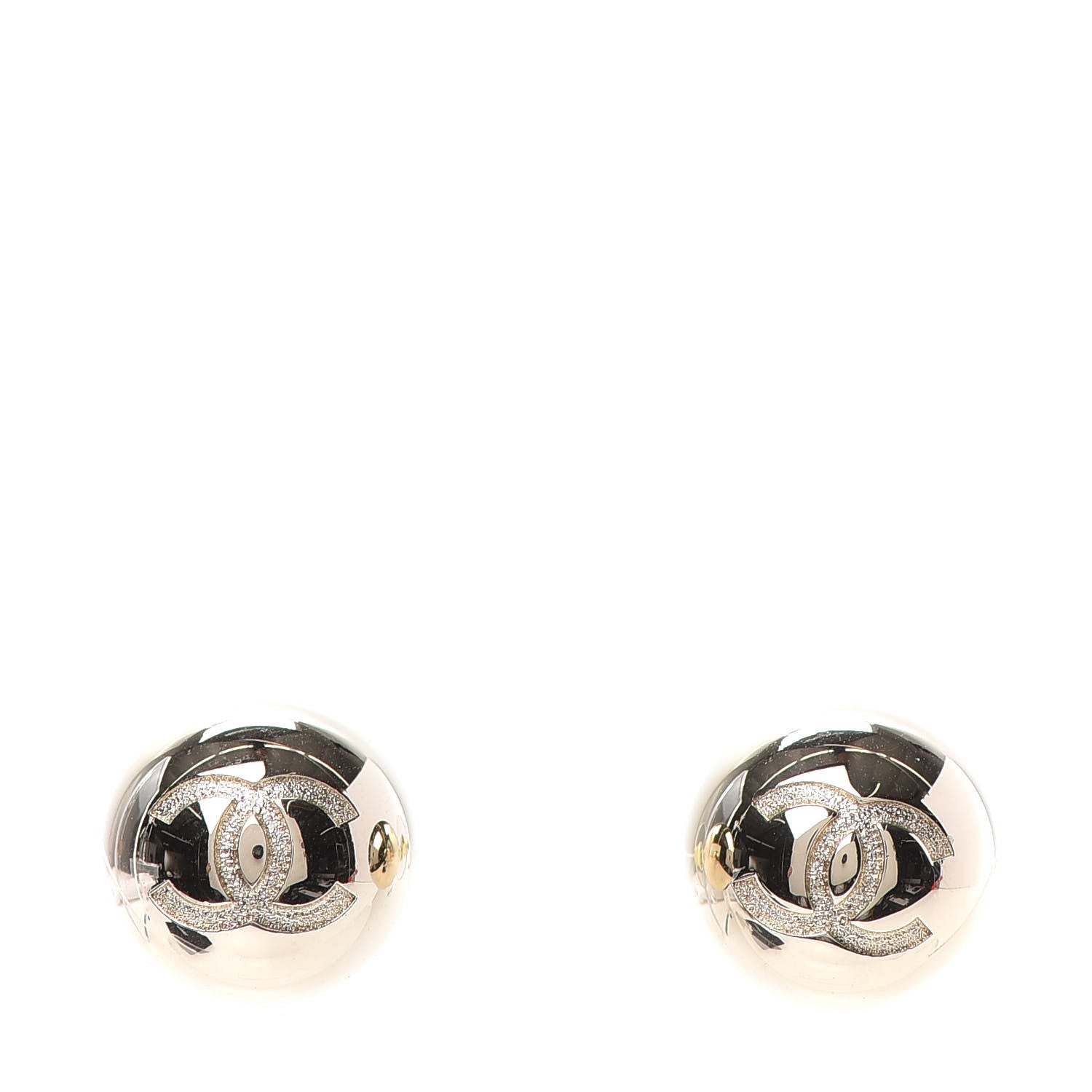 Chanel Metal Bead CC Stud Earrings Gold 1 of 4