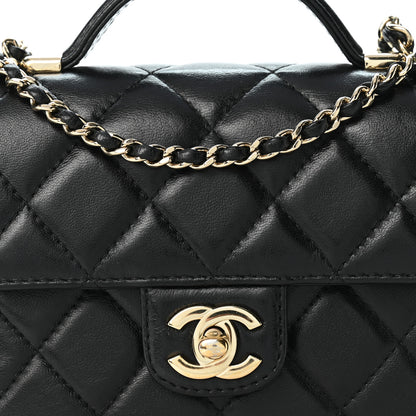 Chanel Lambskin Quilted Mini Top Handle Square Flap Black 8 of 10